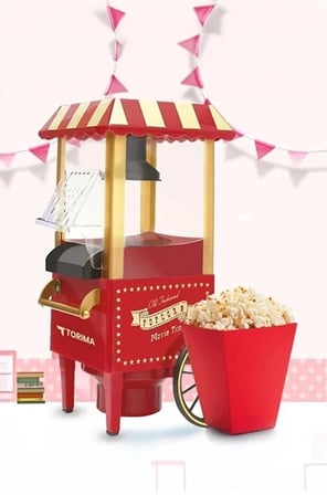 Yağsız Mısır Patlatma Popcorn Makinesi Kırmızı