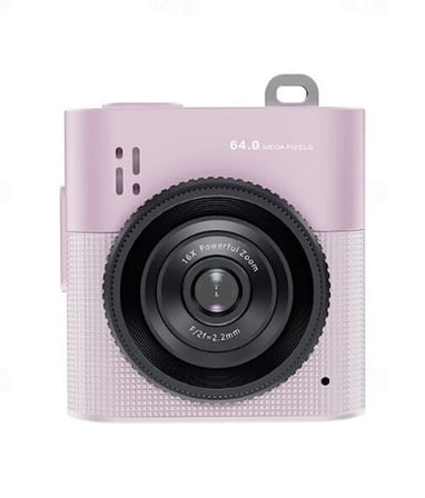 Mini Dijital Kamera 64mp 16x Digital Zoom Retro Vintage 1.4’’ekranlı Video Kamera Taşınabilir Tasarım Pembe