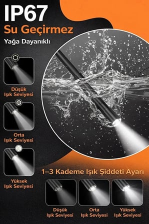 Monitörlü Tek Kameralı 10 Mt Sert Kablo Yılan Endoskop Kamera 5,5 Mm 4.3 Inc Ekran Ip67 Su Geçirmez Led Işıklı