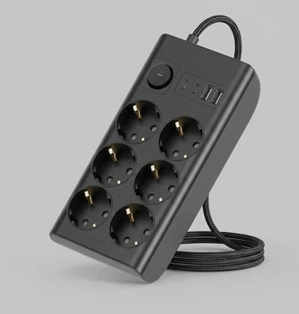 Akım Korumalı 6’lı Priz 2xusb 2xtype-c Çıkış Yüksek Gerilim Koruma Çoklu Priz Çoğaltıcı