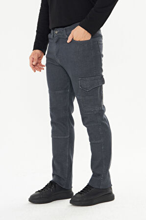 Orange Safety İş Pantolonu Kot Füme Reflektörlü Kargo Cepli