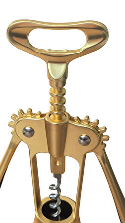 Lüks Gold Rengi Çelik Kanatlı Tirbuşon -  Şık Tasarım Şarap Açacağı