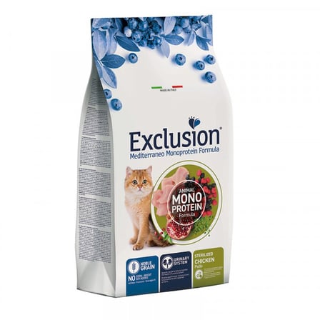 Exclusion Monoprotein Düşük Tahıllı Tavuklu ve Narlı Kısırlaştırılmış Kedi Maması 12 Kg