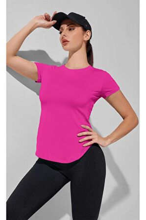 Ghassy Co. Kadın Dry Fit Running Yoga Hızlı Kuruma Nem Emici Yanları Fileli Hava Alabilen Spor T-shirt