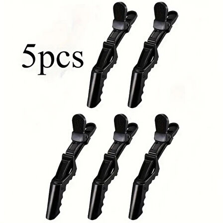 Profesyonel Kuaför Saç Ayırma Tokası – 5’li Set, Kaymaz, Siyah Renk