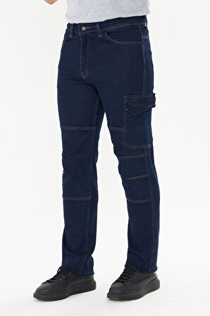 Orange Safety İş Pantolonu Kot Mavi Reflektörlü Kargo Cepli