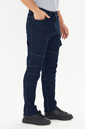 Orange Safety İş Pantolonu Kot Mavi Reflektörlü Kargo Cepli