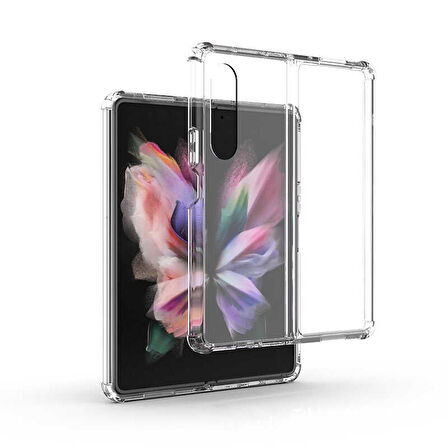 Samsung Galaxy Z Fold 4 Uyumlu Kılıf Şeffaf Köşelerde Darbelere Karşı Ultra Kalınlaştırılmış Darbe Korumalı Strong Cover