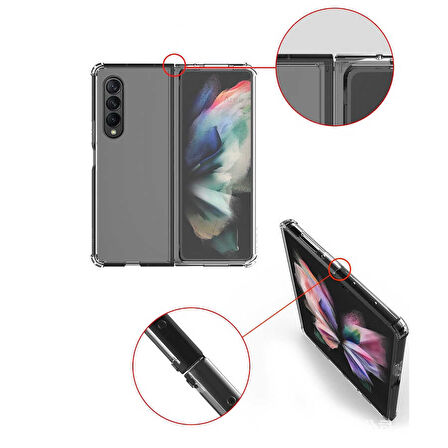 Samsung Galaxy Z Fold 4 Uyumlu Kılıf Şeffaf Köşelerde Darbelere Karşı Ultra Kalınlaştırılmış Darbe Korumalı Strong Cover