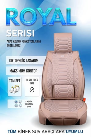 İnfiniti I30 Uyumlu Lüx Deri Oto Koltuk Kılıfı Ön Arka Takım Set RYL Serisi BEJ