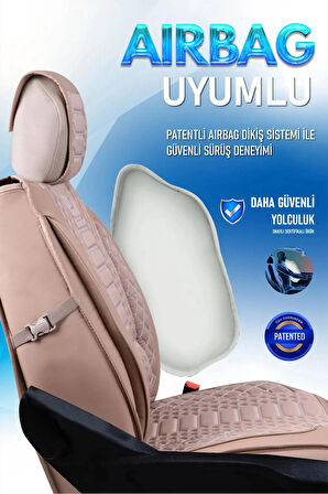 MG HS 2018-2023 Uyumlu Lüx Deri Oto Koltuk Kılıfı Ön Arka Takım Set RYL Serisi BEJ