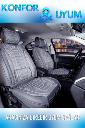 Volkswagen Polo Style Uyumlu Lüx Deri Oto Koltuk Kılıfı Ön Arka Takım Set RYL Serisi FÜME