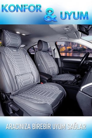 Citroen e-C4 X Uyumlu Lüx Deri Oto Koltuk Kılıfı Ön Arka Takım Set RYL Serisi FÜME