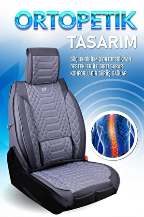 MG ZS EV Uyumlu Lüx Deri Oto Koltuk Kılıfı Ön Arka Takım Set RYL Serisi FÜME