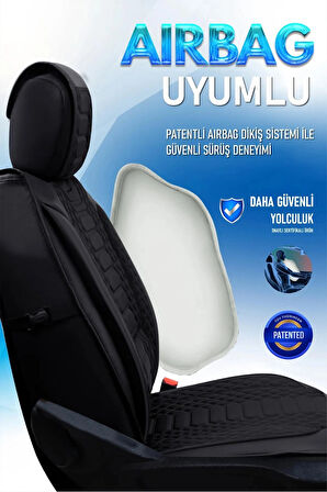 Volkswagen ID.4 Uyumlu Lüx Deri Oto Koltuk Kılıfı Ön Arka Takım Set RYL Serisi SİYAH