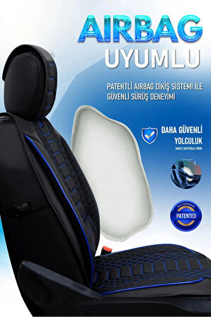 Nissan Primera Uyumlu Lüx Deri Oto Koltuk Kılıfı Ön Arka Takım Set RYL Serisi SİYAH MAVİ