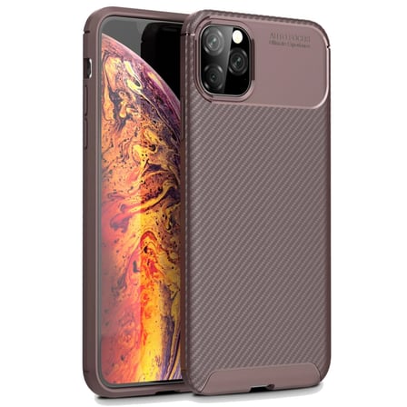 Apple İ̇Phone 11 Pro Kılıf Auto Focus Karbon Kapak - Kahverengi