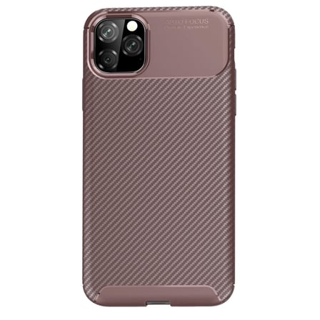 Apple İ̇Phone 11 Pro Kılıf Auto Focus Karbon Kapak - Kahverengi
