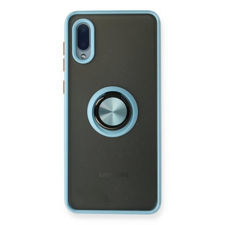 Samsung Galaxy A02 Kılıf Montreal Yüzüklü Silikon Kapak - Buz Mavi