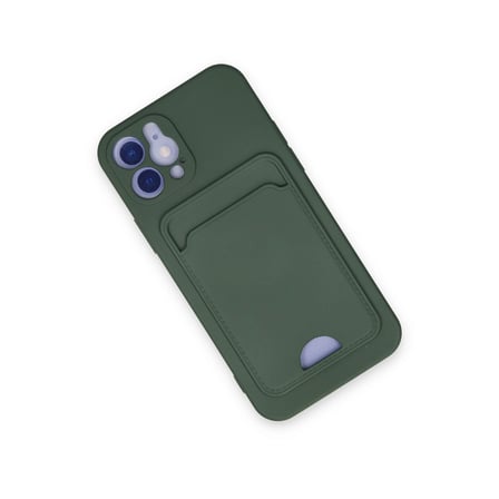 Apple İphone 12 Kılıf Kelvin Kartvizitli Silikon - Koyu Yeşil