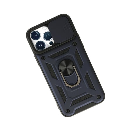 Apple İphone 13 Pro Max Kılıf Pars Lens Yüzüklü Silikon - Lacivert