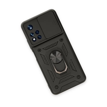 Xiaomi Redmi Note 11t Kılıf Pars Lens Yüzüklü Silikon - Siyah