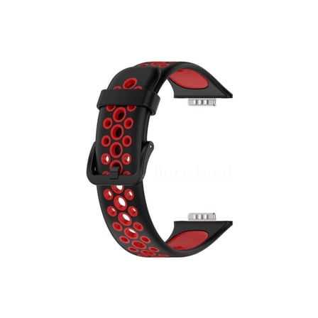 Huawei Watch Fit 2 Spor Delikli Kordon - Siyah-kırmızı