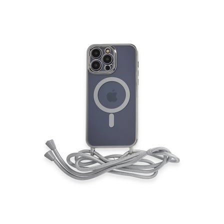 Apple İphone 13 Pro Max Kılıf Divo Lazer Askılı Magsafe Kapak - Gümüş