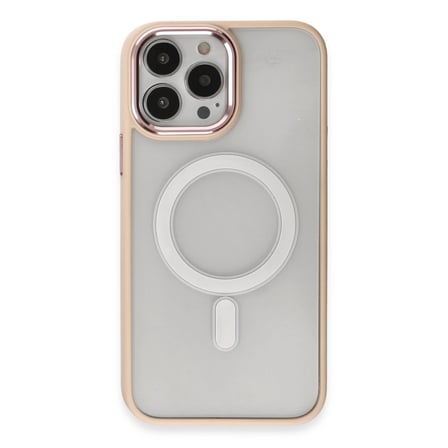 Apple İphone 15 Pro Kılıf Room Magneticsafe Silikon - Pudra