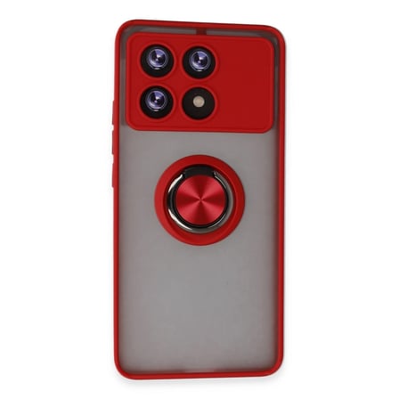 Xiaomi Poco X6 Pro Kılıf Montreal Yüzüklü Silikon Kapak - Kırmızı
