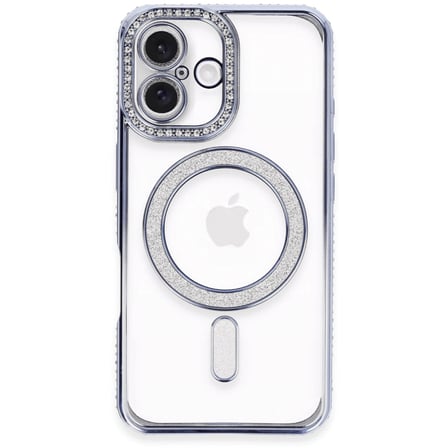 Apple İphone 16 Kılıf Joke Simli Magneticsafe Kılıf - Mavi