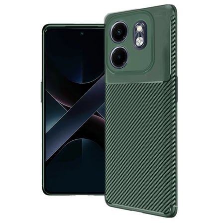 İ̇Nfinix Smart 9 Kılıf Auto Focus Karbon Kapak - Koyu Yeşil