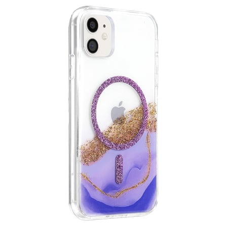 Onegif Apple İphone 11 Lotus Simli Magsafe Kapak - Mor