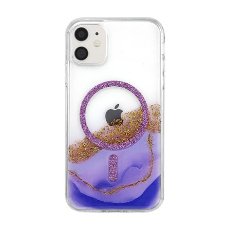 Onegif Apple İphone 11 Lotus Simli Magsafe Kapak - Mor