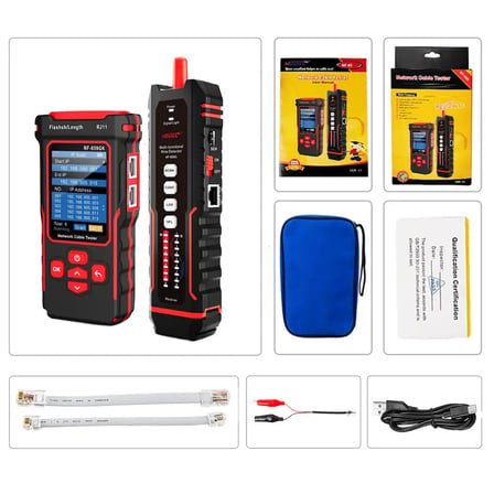 NOYAFA NF-859GK TDR Ağ Kablosu Test Cihazı RJ45 RJ11 CAT5 CAT6 POE VFL 10mW IP & Ping Test
