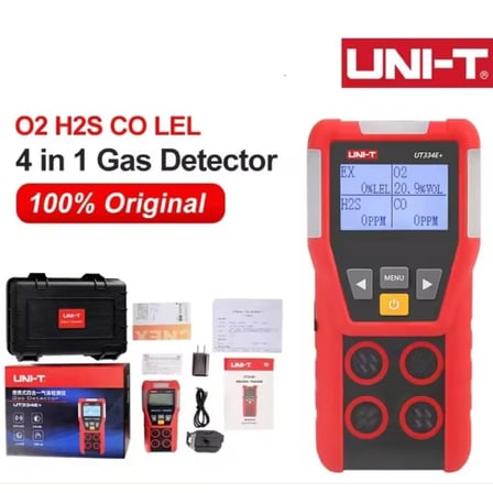 UNI-T UT334E+ Gaz Ölçüm Cihazı Oksijen Karbon Monoksit Hidrojen Sülfür Yanıcı Gaz Dedektörü