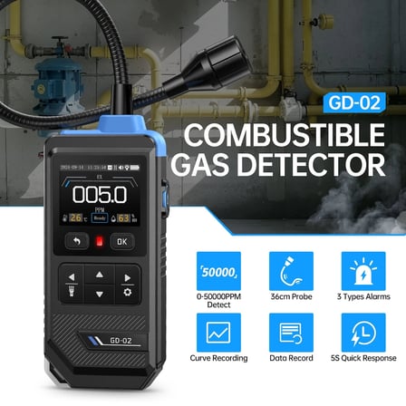 FNIRSI GD-02 Taşınabilir Yanıcı Gaz Dedektörü Siyah
