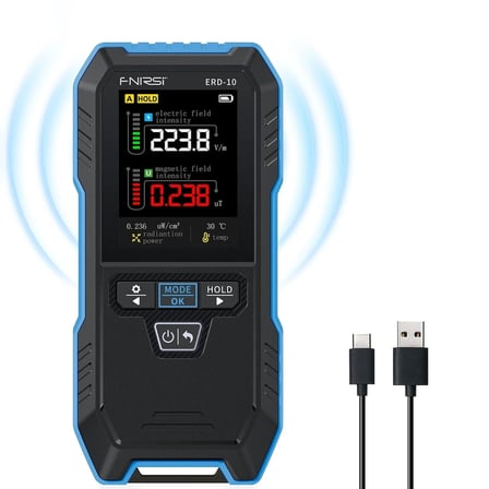 FNIRSI ERD-10 4'ü 1 Arada Elektromanyetik Radyasyon Dedektörü Elektrik Manyetik Alan RF Sıcaklık Ölçer