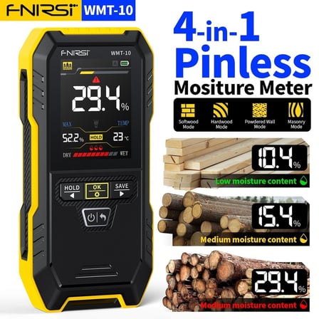 FNIRSI WMT-10 Dijital Ölçüm Cihazı Temassız Nem Ölçer 17mm Derinlik 2.4 İnç Ekran