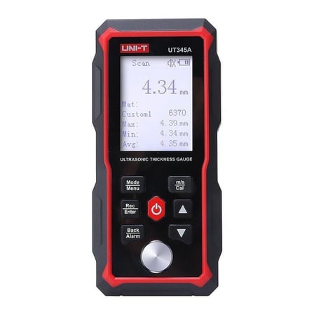 UNI-T UT345A Ultrasonik Kalınlık Ölçer Kırmızı Gri 2.4" LCD Tip-C 1.00~300.00mm