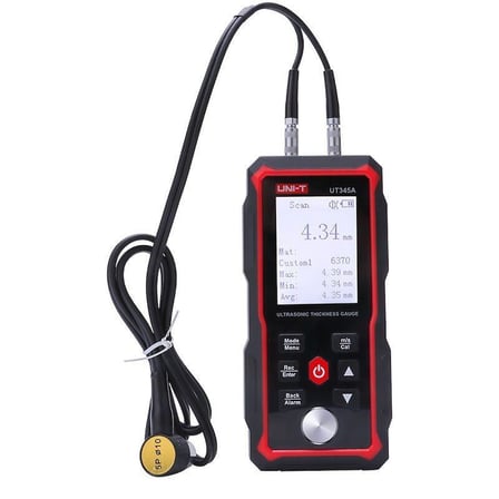 UNI-T UT345A Ultrasonik Kalınlık Ölçer Kırmızı Gri 2.4" LCD Tip-C 1.00~300.00mm