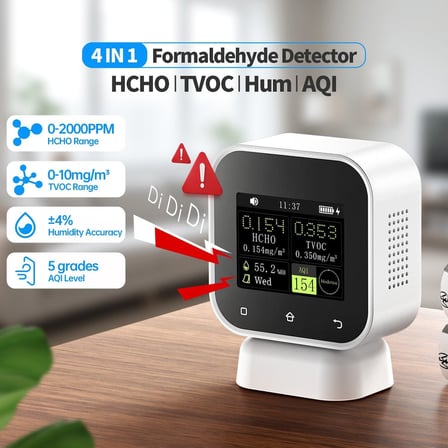 FNIRSI SFD-02 4'ü 1 Arada İç Hava Kalitesi Monitörü Dokunmatik Ekranlı HCHO TVOC Ölçüm Cihazı