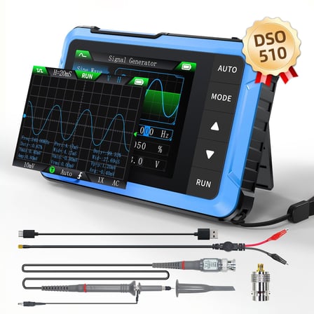 FNIRSI DSO-510H Dijital Ölçüm Cihazları Osiloskop Sinyal Jeneratörü 10 MHz 48 MS/s 2.8 İnç HD LCD Ekran