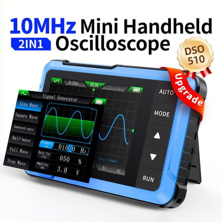 FNIRSI DSO-510H Dijital Ölçüm Cihazları Osiloskop Sinyal Jeneratörü 10 MHz 48 MS/s 2.8 İnç HD LCD Ekran