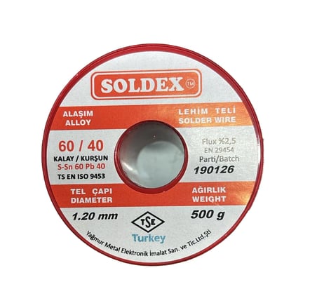 Soldex 1.20 mm 500 g Lehim Teli 60/40 Kalay Kurşun Flux %2.5