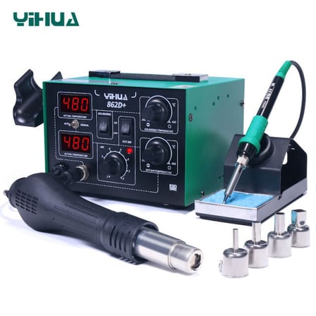 Yihua 862D+ Isı Ayarlı Sıcak Hava Üfleme Lehimleme Havya İstasyon