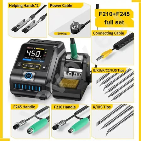 Fnirsi DWS-200 Lehimleme İstasyonu F210 ve F245 Kollu 200W Full Set
