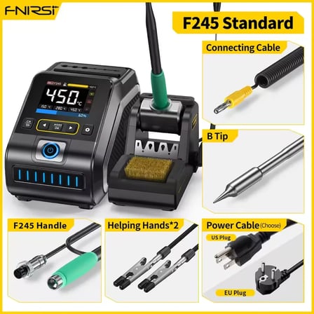 Fnirsi DWS-200 200W Lehimleme İstasyonu F245 Uyumlu 2.8 İnç TFT Ekran