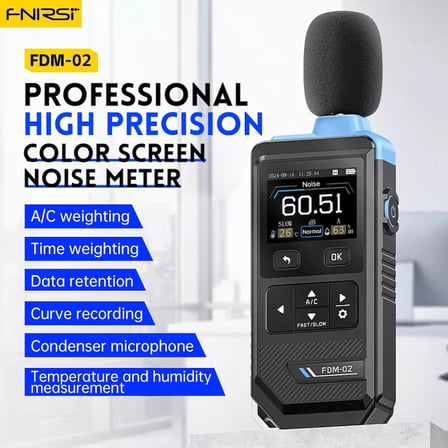 FNIRSI FDM02 Dijital Ölçüm Cihazları Ses Seviyesi Ölçer Desibel Metre 30-130 dB A/C