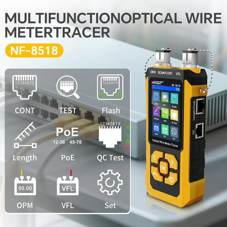 Noyafa NF-8518 Çok Fonksiyonlu Ağ ve Fiber Test Cihazı (OPM, PoE, VFL, CAT6)